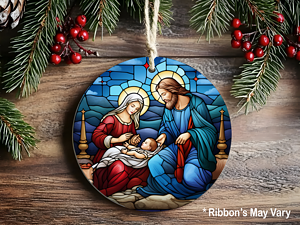 Nativity Stained Glass Ornament