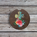 Floral Cross Car Coaster