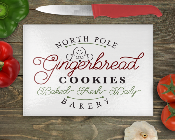 North Pole Gingerbread Cutting Board