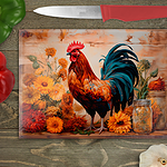 Rooster and Sunflower Cutting Board