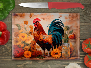 Rooster and Sunflower Cutting Board