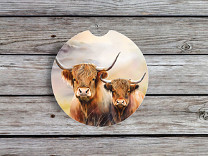 Highland Cow Car Coasters