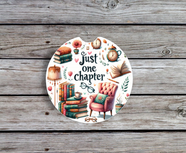 Just One Chapter Car Coasters