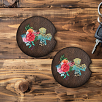 Floral Cross Car Coaster