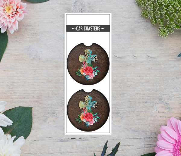 Floral Cross Car Coaster