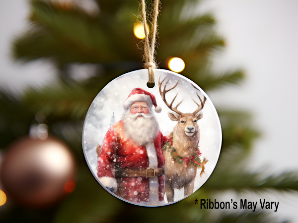 Santa and Reindeer Ornament