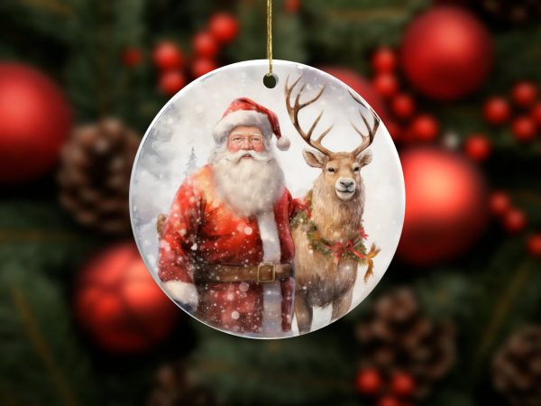 Santa and Reindeer Ornament