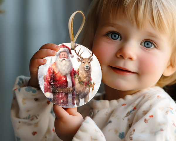 Santa and Reindeer Ornament